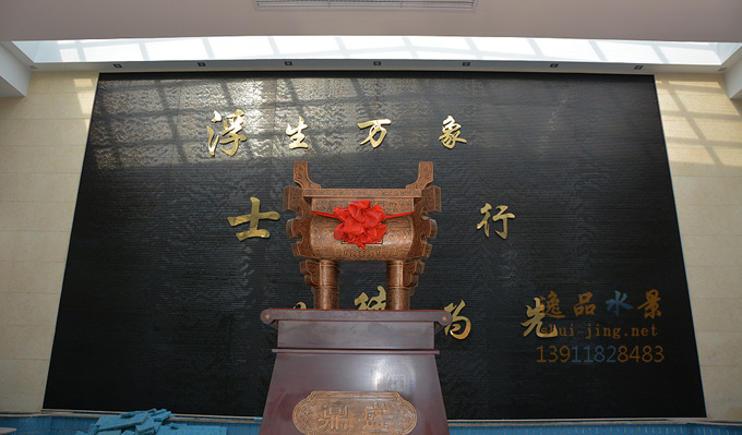 水幕墻,公司大堂水幕主入口的主視角石材水幕墻，室內(nèi)水景墻